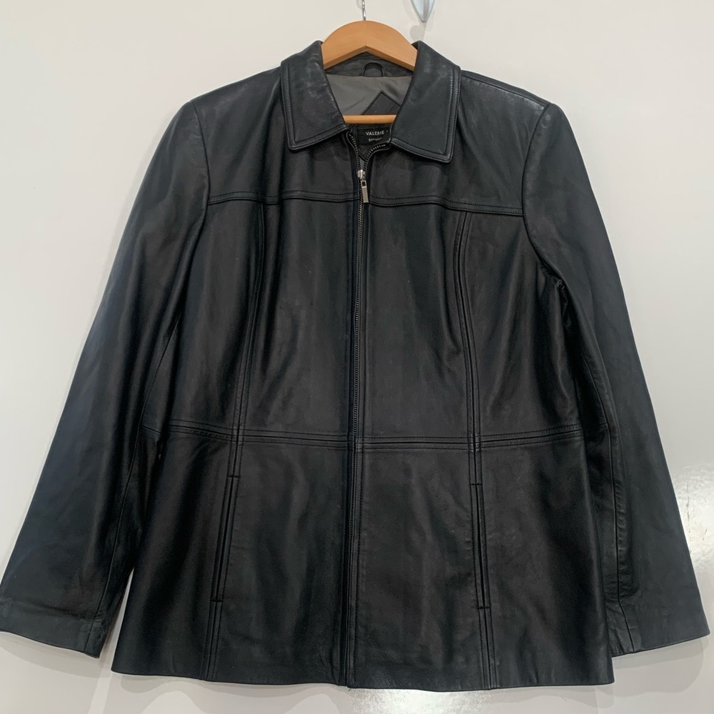 Valerie Stevens Lamb Leather Coat Size L – Classic Designer Outerwear woman’s